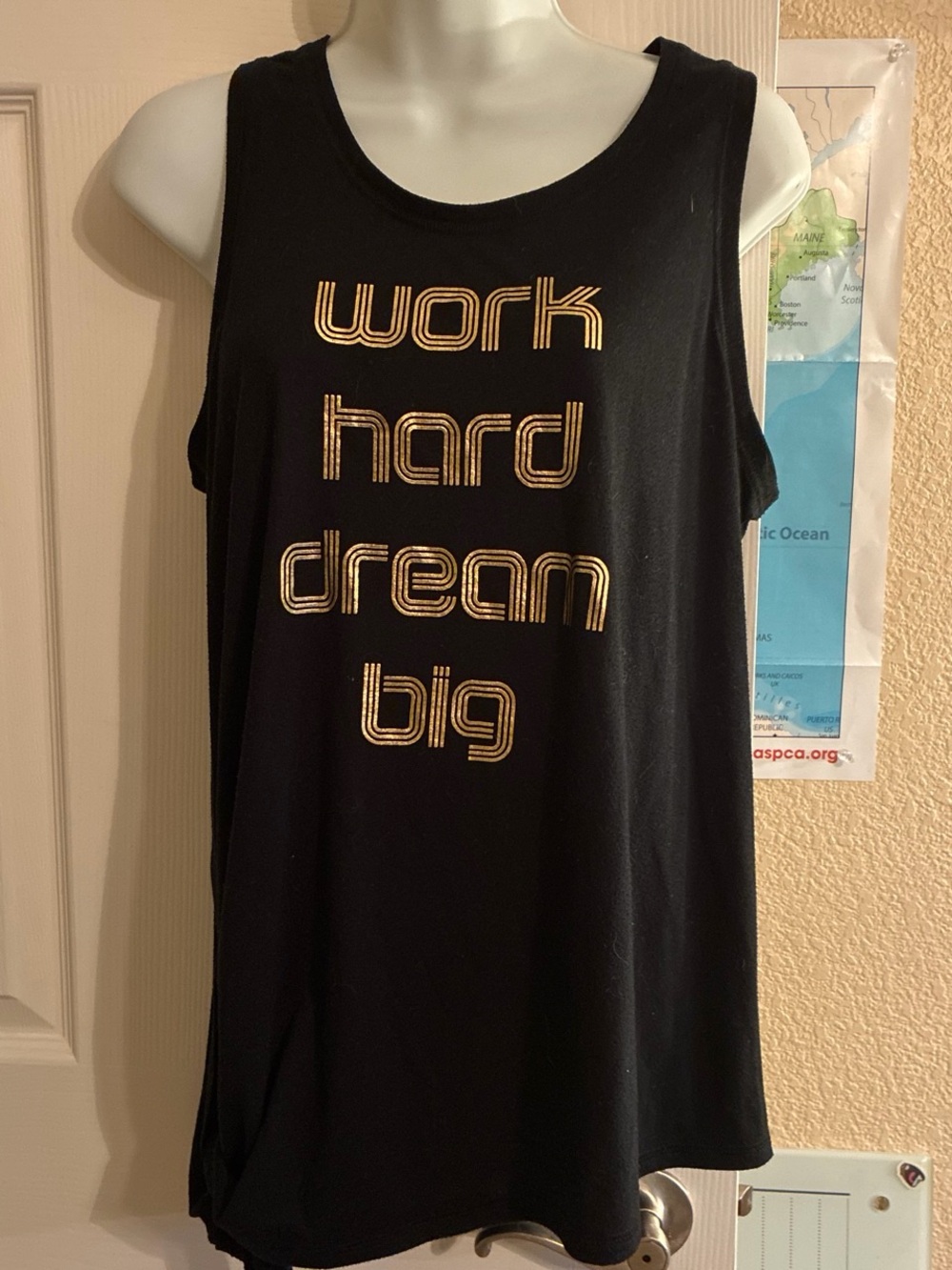 Xersion Black Tank Top with Metallic Gold Text